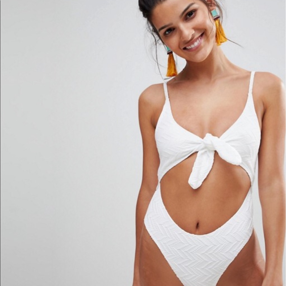 ASOS - River Island Textured Knot Front Swimsuit